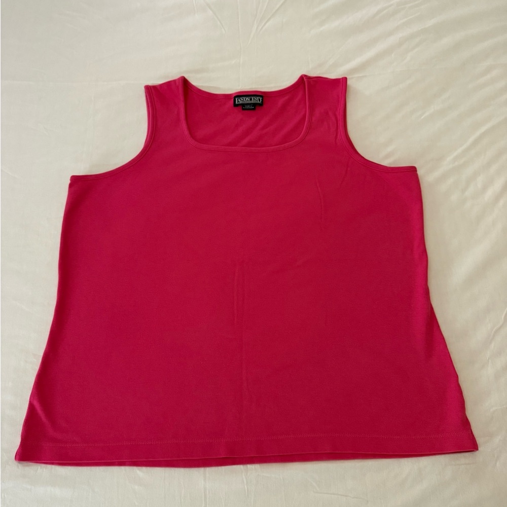 Lands’ End Sleeveless Tank Top Pink 100% Cotton - Size 1X